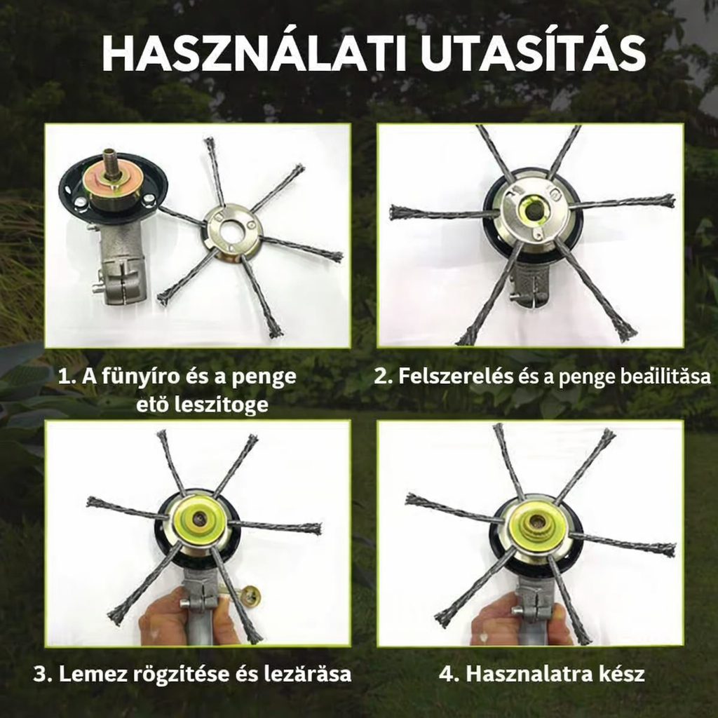 A Fűnyíró Fej 6 Összefont, Erős Acélhuzal Ággal Rendelkezik