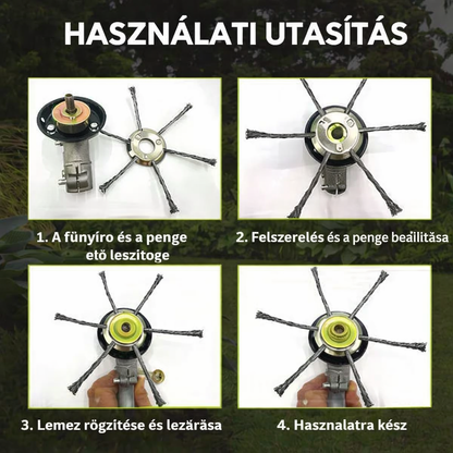A Fűnyíró Fej 6 Összefont, Erős Acélhuzal Ággal Rendelkezik