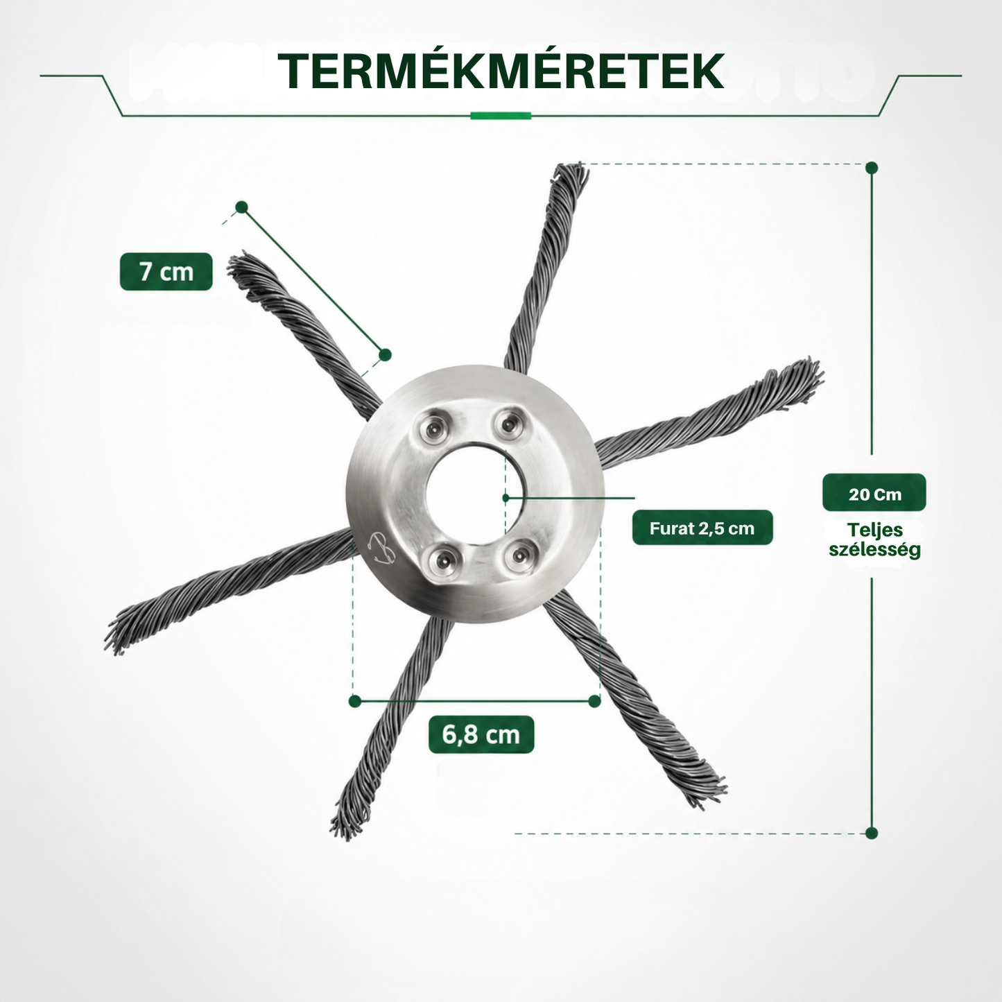 El cabezal del cortacésped tiene 6 ramas tejidas con alambre de acero resistente