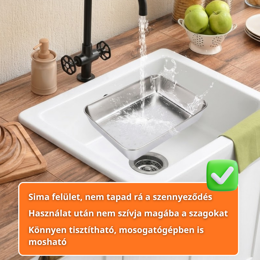 PRÉMIUM 304-ES ROZSDAMENTES ACÉL TÁROLÓ - Akár 5× tovább frissen tartja az ételeket