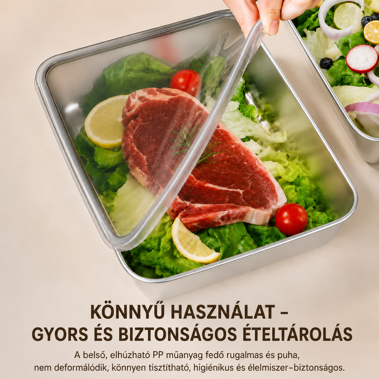 304-es rozsdamentes ételtároló – frissen, biztonságosan, szagok nélkül