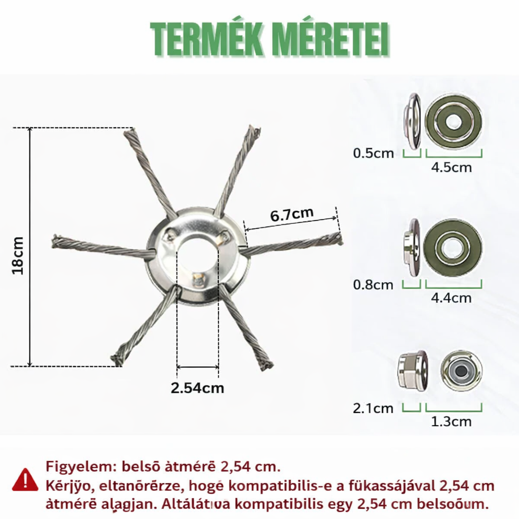 A Fűnyíró Fej 6 Összefont, Erős Acélhuzal Ággal Rendelkezik
