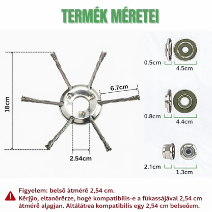 A Fűnyíró Fej 6 Összefont, Erős Acélhuzal Ággal Rendelkezik