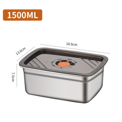 Nagy, Légmentesen Záródó Antibakteriális Rozsdamentes Acél Ételtartó Doboz – 1500ml (19x14x8cm)