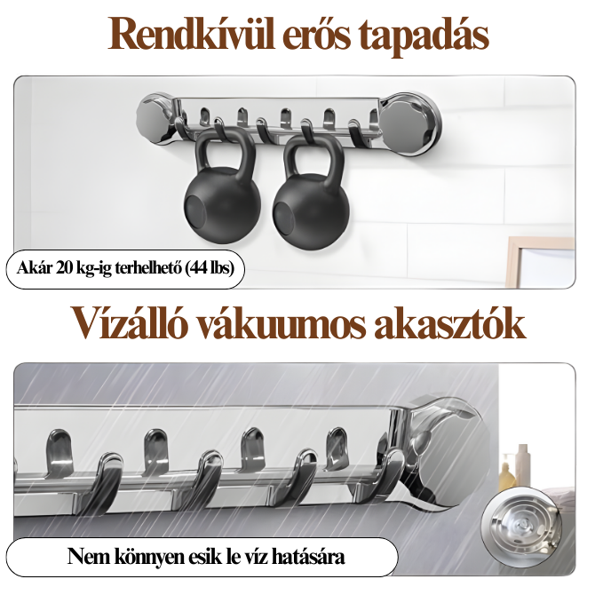 🎁 (4+2 ingyen)  5 akasztós rozsdamentes acéltartók, kényelmesek és akár 20 kg-ot is elbírnak