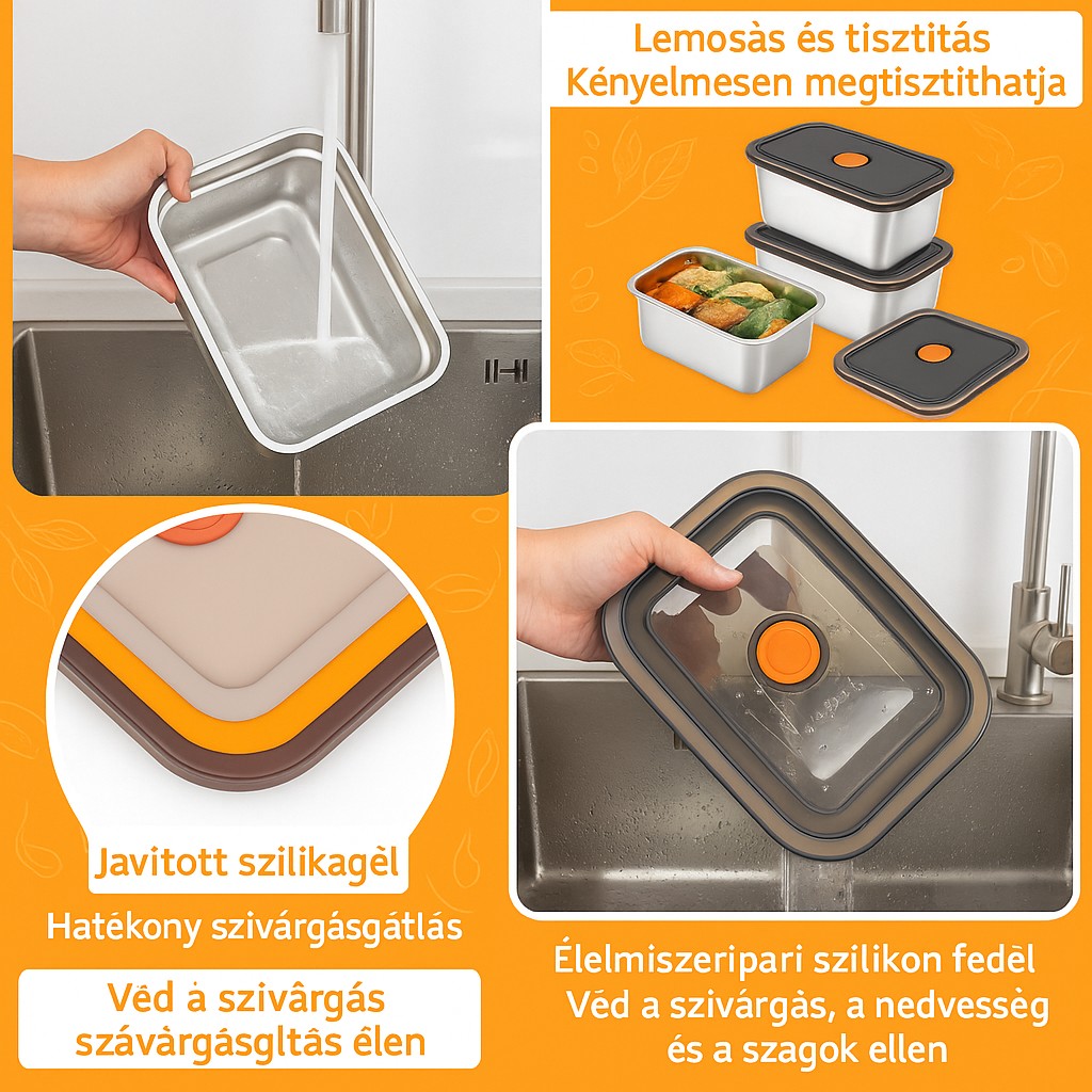 Antibakteriális 316-os rozsdamentes acél ételtároló – 1500 ml | 70% kedvezmény