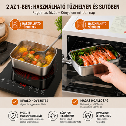 🔥 (6 + 3 ingyen) Vákuumdoboz, német minőségű 316-os rozsdamentes acélból - 1500ml