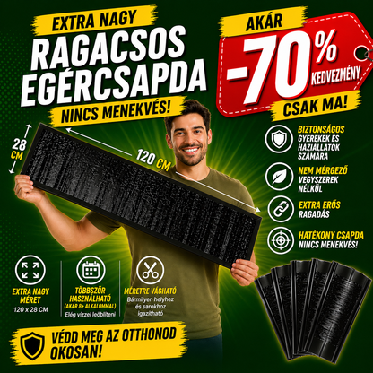 🐭 Professzionális ragasztós egércsapda – Akár 10 egér egy éjszaka | 120 cm, méreg nélkül