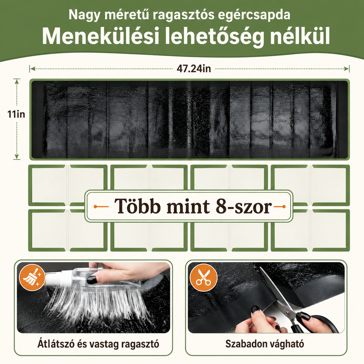 Professzionális ragasztós egércsapda – Akár 10 egér egy éjszaka | 120 cm, méreg nélkül