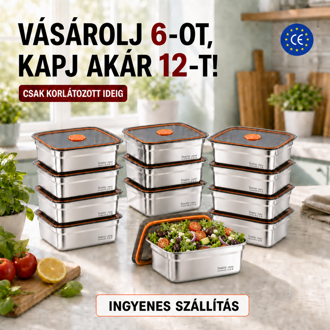 ANTIBAKTERIÁLIS SUS316 ACÉL ÉTELTÁROLÓ – 1000 ML