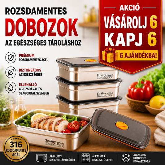 316-Os Rozsdamentes Acél Vákuumos Antibakteriális Élelmiszertároló Doboz (19x14x6cm)