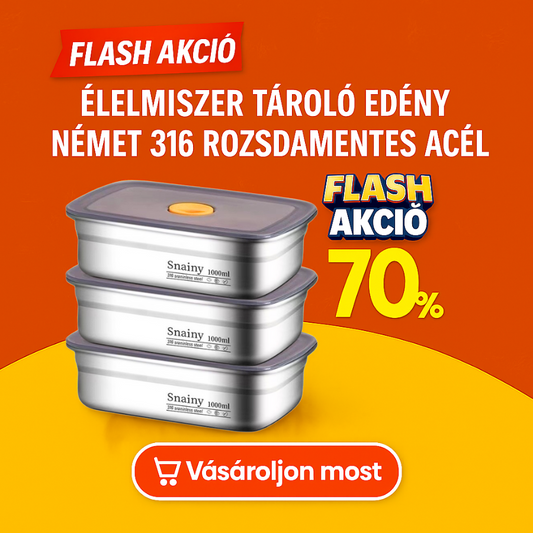 🇭🇺 Vákuumdoboz, német minőségű 316-os rozsdamentes acélból – 1000 ml
