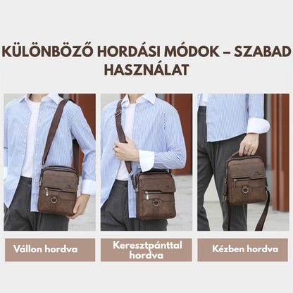 Férfi Vintage Bőr Oldaltáska  ✓