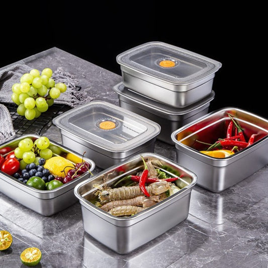 [🎁 Készlet 6+3 ingyenes] Nagy Antibakteriális Rozsdamentes Acél Légmentesen Záródó Élelmiszer-Tartály - 1500ml (19 x 14 x 8 cm)