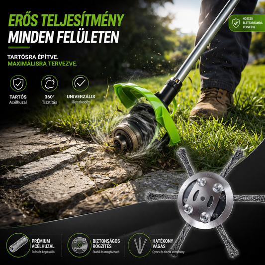 6 fonott acélpengés fűnyíró fej — örökre búcsú a zsinórtól