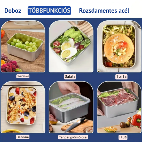 316 rozsdamentes acél tartálykészlet fedéllel (13,5 * 10,5 * 6 cm)