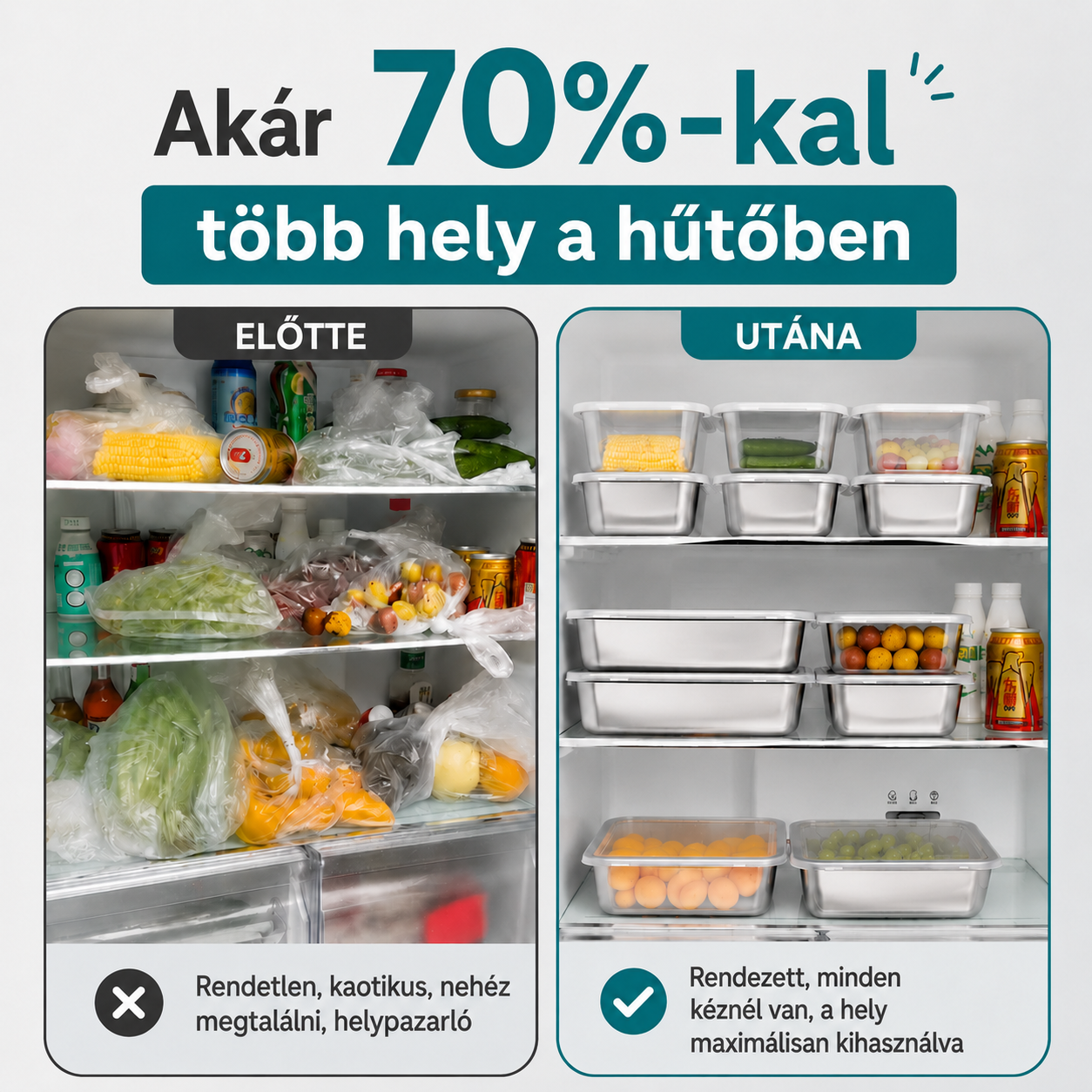 304-es rozsdamentes ételtároló – frissen, biztonságosan, szagok nélkül