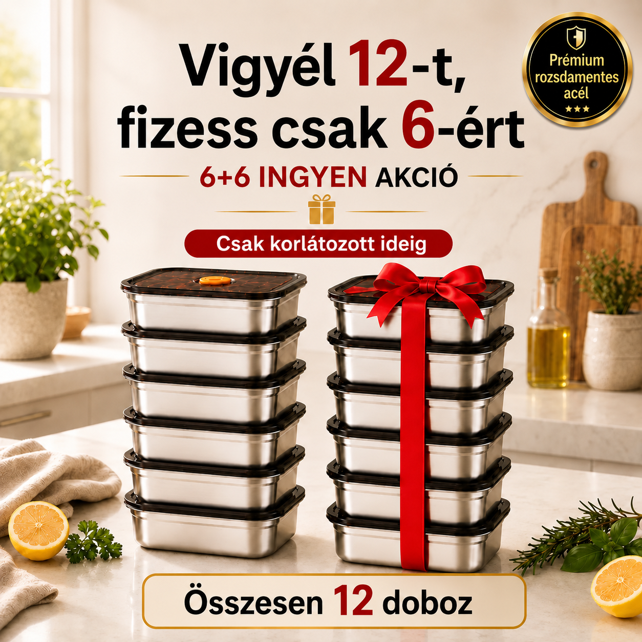 🎁 12-t kapsz, 6-ot fizetsz | 316L Rozsdamentes Acél Vákuumos Ételtároló (Nagy méret – 1000 ml)