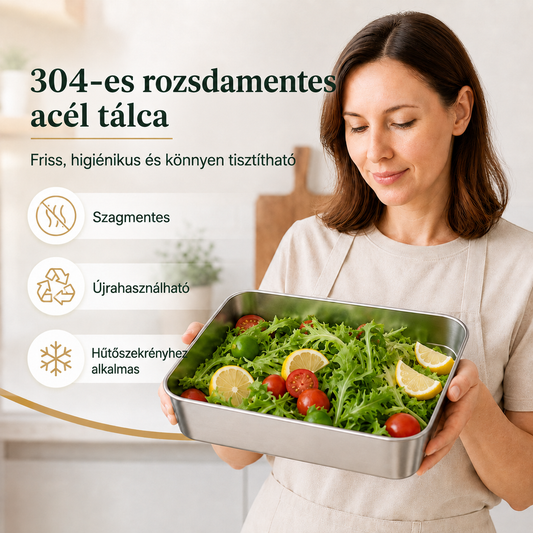 304-es rozsdamentes acél ételtároló légmentesen záródó fedéllel – Hosszabb frissesség, szagok és pazarlás nélkül