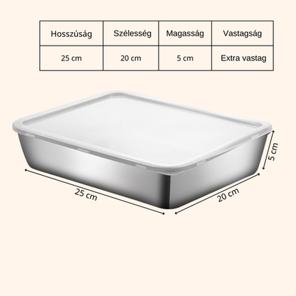 304-es rozsdamentes acél ételtároló edény, amely akár 4 hétig frissen tartja az ételeket
