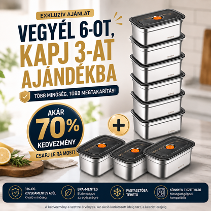 🥗 Vákuumos Tároló 316-os Acélból 1000ML — Német Minőség | Friss Étel 5× Tovább
