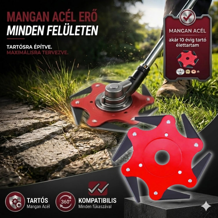 🇭🇺 6 pengés, szupererős mangánacél fűnyíró kés (tartozékokkal együtt)