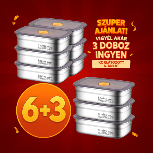 🇭🇺 (6 + 3 ingyen) Vákuumdoboz, német minőségű 316-os rozsdamentes acélból