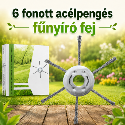 6 fonott acélpengés fűnyíró fej
